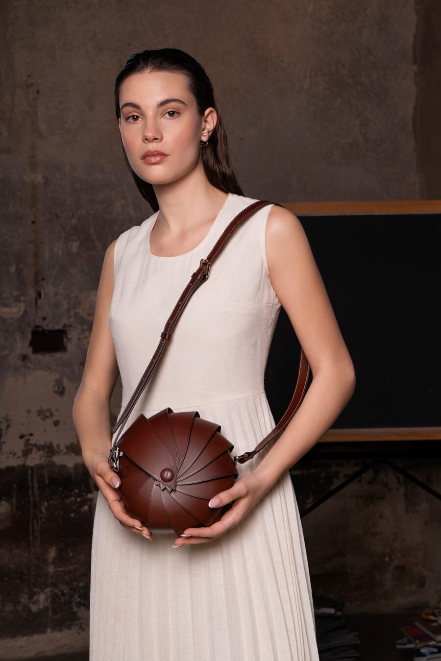 Papaya Calf Leather Bag Opera