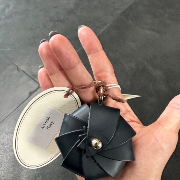 Navy Calf Leather Keychain Opera