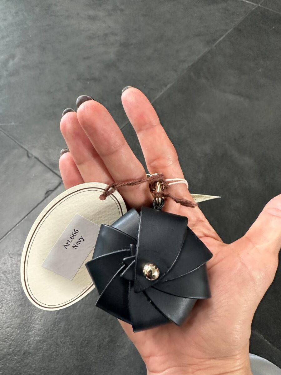 Navy Calf Leather Keychain Opera