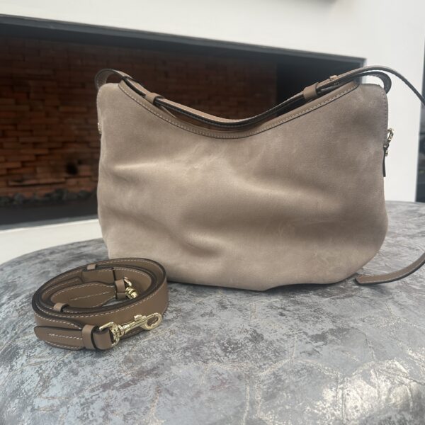 Leather Handbag Ingrid Taupe Suede