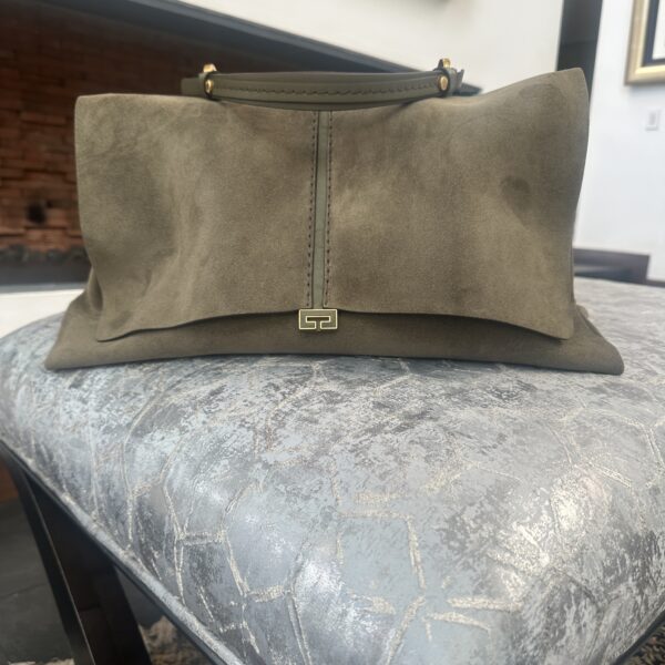 Leather Handbag Kendall Green Suede